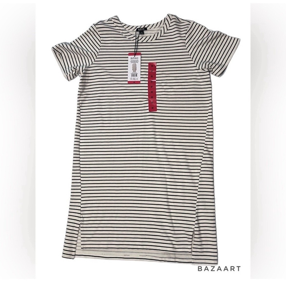 Yarn Dyed Striped Lounge Dress NWT Medium Buffalo David Bitton High Low Preppy
